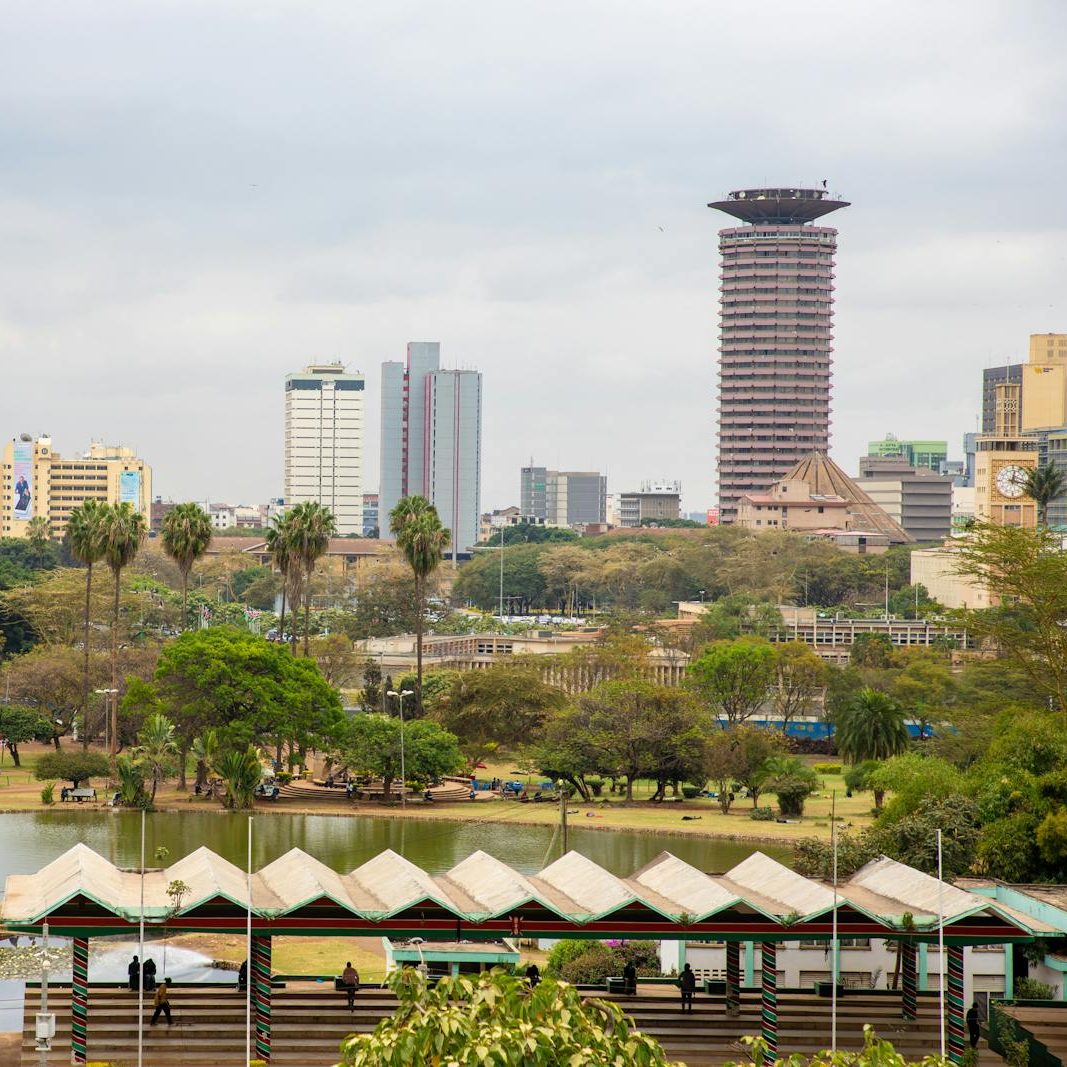 An Aerial Photography of Uhuru Park Near the City Buildings